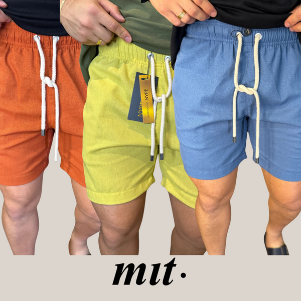 Kit 3 Shorts de Laranja + Verde Limão + Azul (Verão 24/25)