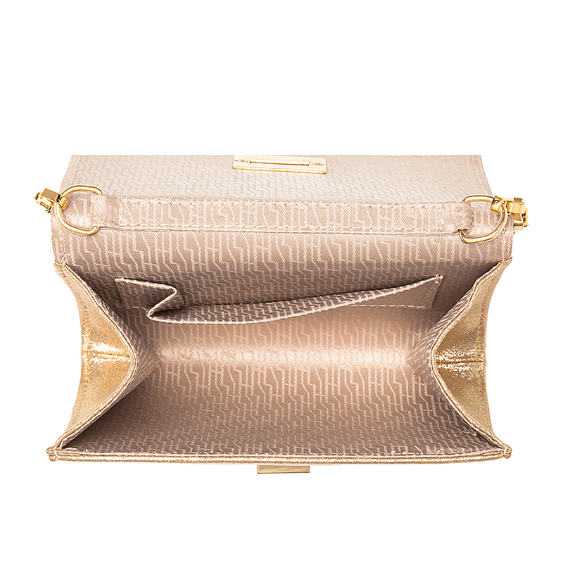 Bolsa Clutch Prata Strass Corrente