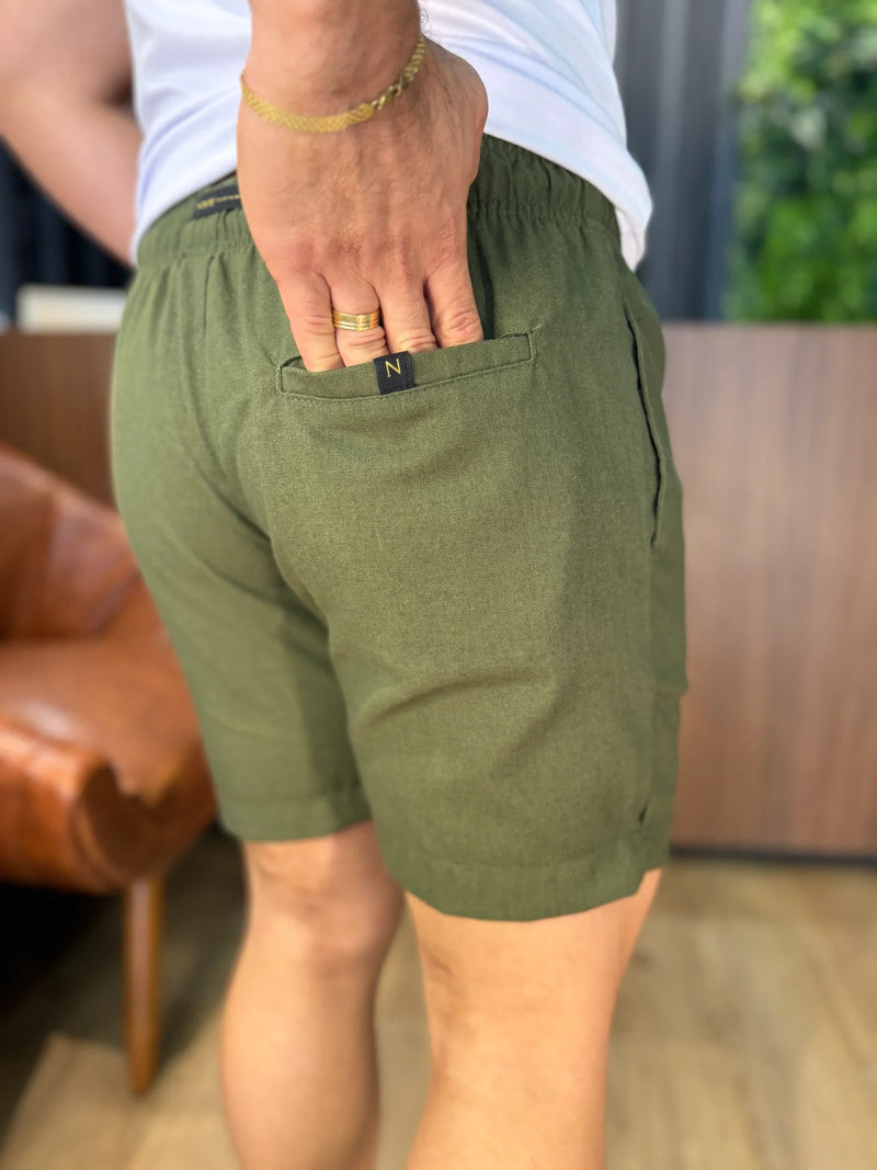 Kit 3 Shorts de Linho Cinza + Verde Limão + Verde Militar (Verão 24/25)