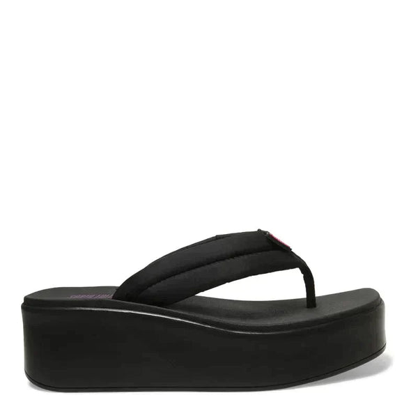 Sandália Papete Thong Plataforma Flatform De Borracha Preta