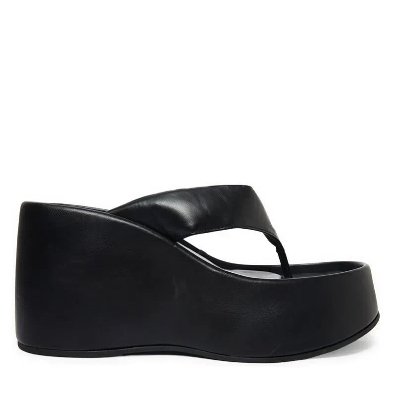 Sandália Papete Thong Plataforma Flatform Preto Absoluto