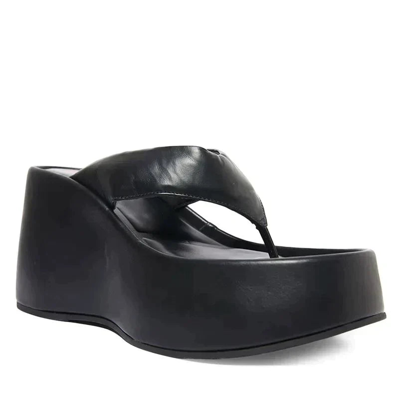 Sandália Papete Thong Plataforma Flatform Preto Absoluto