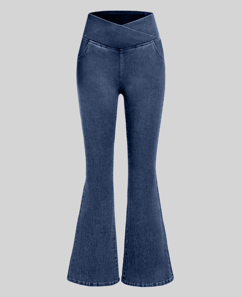 Calça Jeans de Cintura Alta Cruzada [CALÇA MAGICA 🔥]