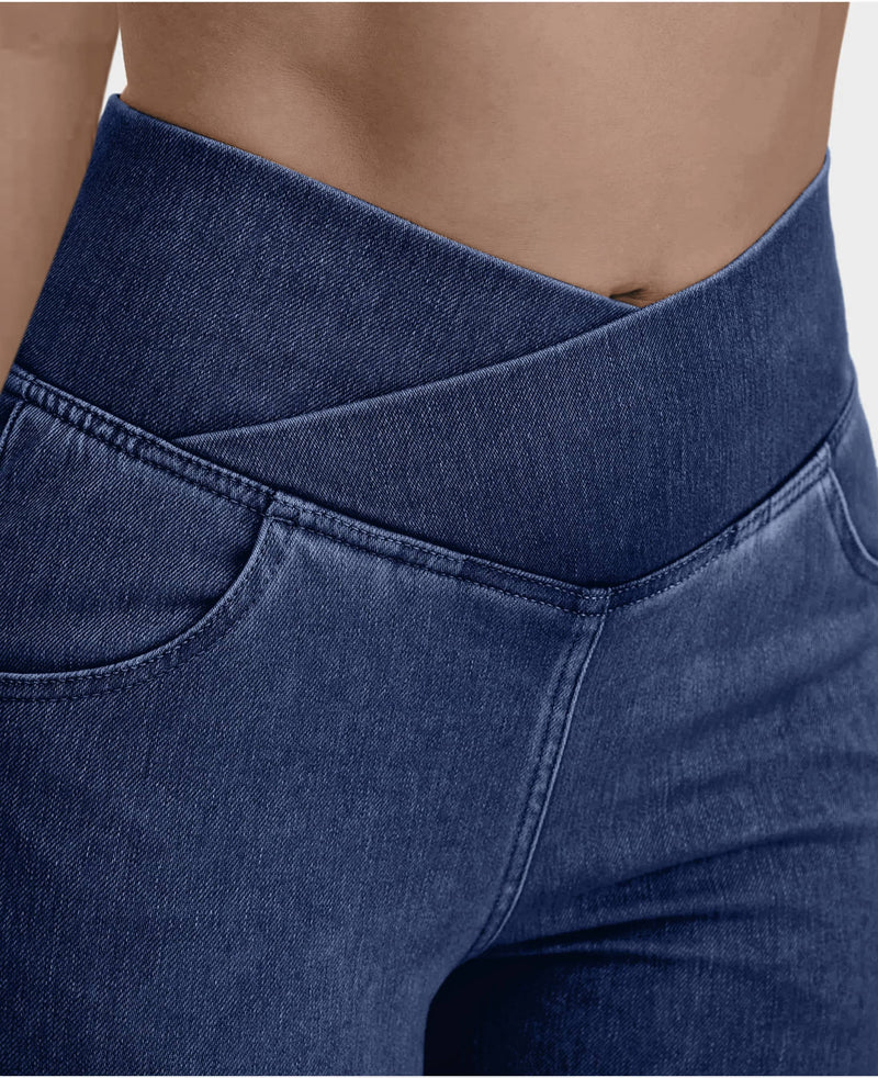 Calça Jeans de Cintura Alta Cruzada [CALÇA MAGICA 🔥]