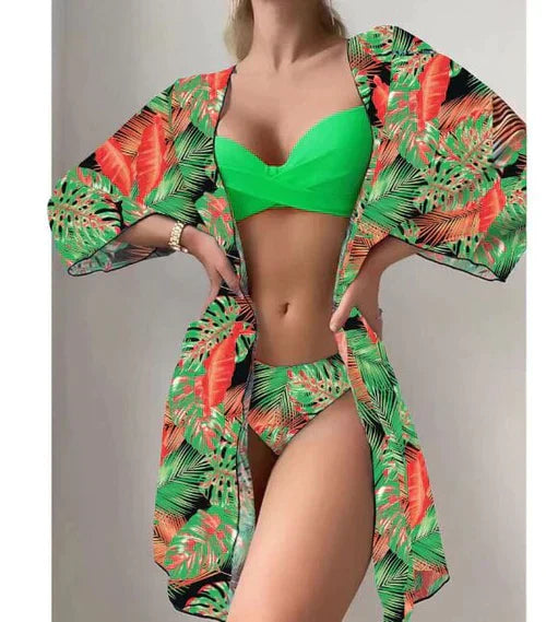 Kit Moda Praia - Biquíni Tropicália + Saída de Praia